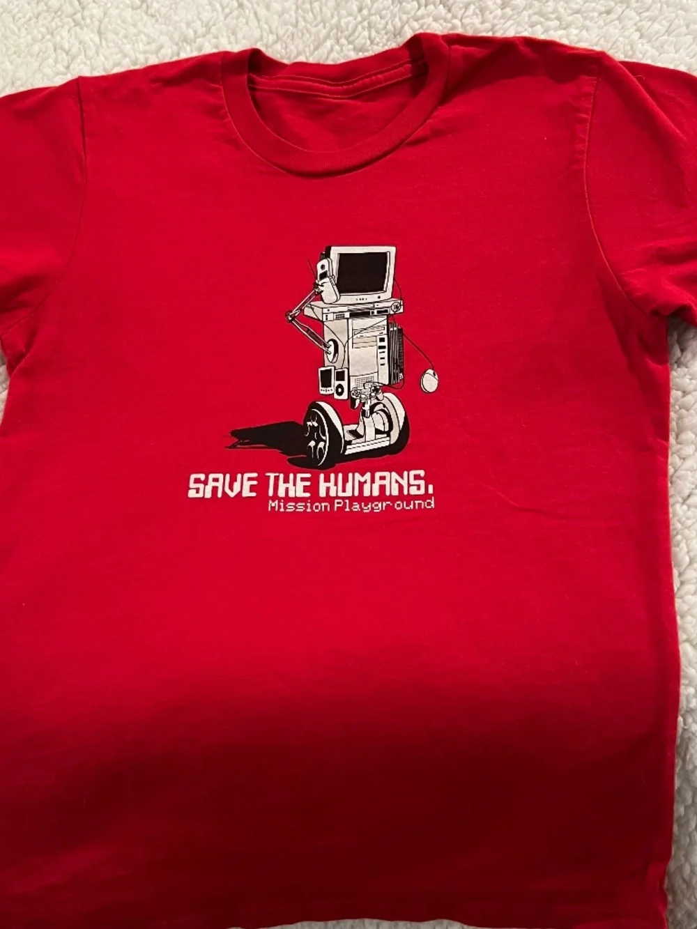 Save the Humans! Mission Playground organic message tee. - Picture 3 of 5